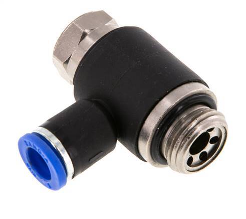 Codo de salida del silenciador de control de flujo 8 mm - G3/8'' Latón/PA 66 Tornillo ranurado