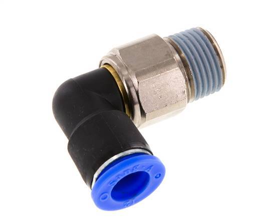 Codo de 12 mm y R1/2'' Junta giratoria con rosca macho de latón niquelado/PBT NBR giratorio