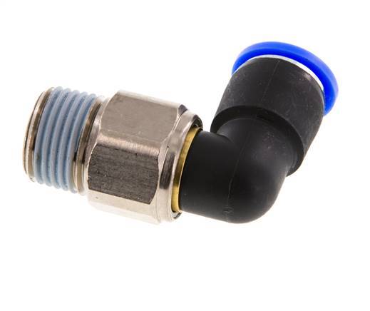 Codo de 12 mm y R1/2'' Junta giratoria con rosca macho de latón niquelado/PBT NBR giratorio