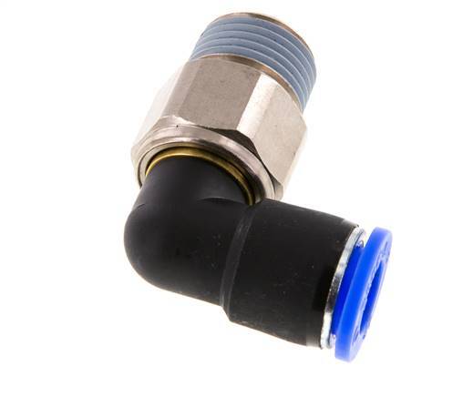 Codo de 12 mm y R1/2'' Junta giratoria con rosca macho de latón niquelado/PBT NBR giratorio