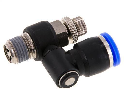 Silenciador de control de flujo Meter-Out Giratorio 10 mm - R1/4'' Latón/PA 66