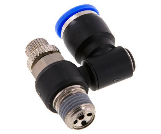 Silenciador de control de flujo Meter-Out Giratorio 10 mm - R1/4'' Latón/PA 66