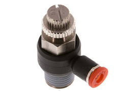 Silenciador de control de flujo Codo de entrada de medidor 4 mm - R1/4'' Latón/PA 66
