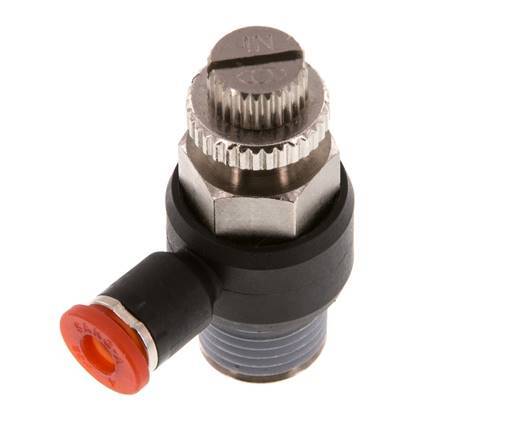 Silenciador de control de flujo Codo de entrada de medidor 4 mm - R1/4'' Latón/PA 66