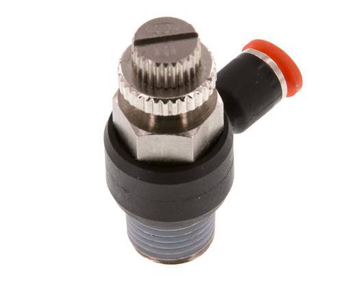 Silenciador de control de flujo Codo de entrada de medidor 4 mm - R1/4'' Latón/PA 66