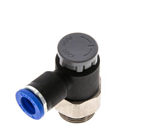 Válvula reguladora de caudal Codo de salida de contador 8 mm - G3/8'' Latón/PA 66 Tuerca de seguridad