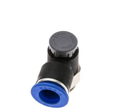Válvula reguladora de caudal Codo de salida de contador 12 mm - G3/8'' Latón/PA 66 Tuerca de seguridad