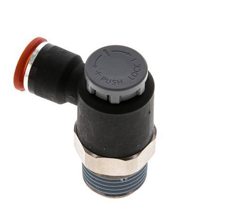 Válvula de control de flujo Codo de entrada al medidor 10 mm - R1/2'' Latón/PA 66 Tuerca de seguridad
