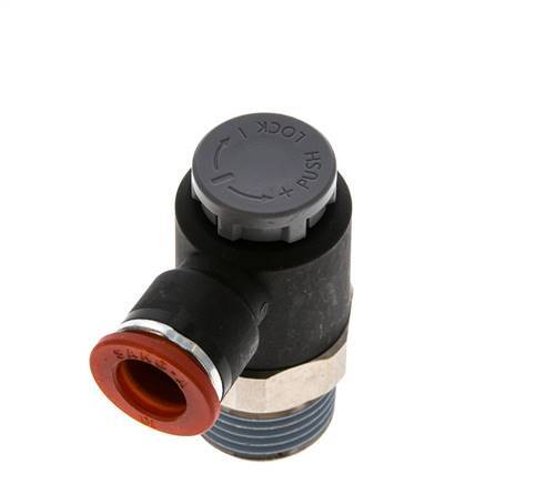 Válvula de control de flujo Codo de entrada al medidor 10 mm - R1/2'' Latón/PA 66 Tuerca de seguridad