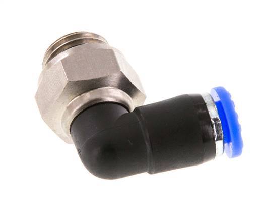 Codo de 6 mm y G1/4'' Junta giratoria con rosca macho Latón niquelado/PBT NBR Giratorio