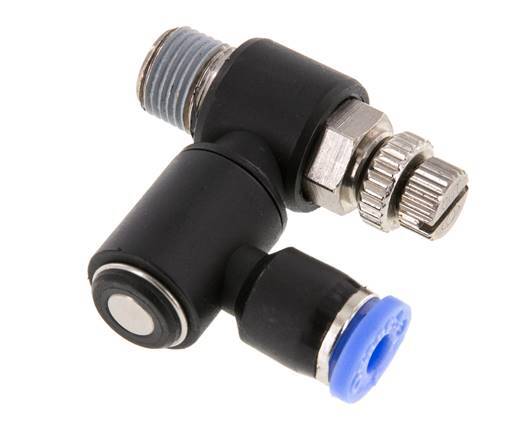 Silenciador de control de flujo Meter-Out Giratorio 4 mm - R1/8'' Latón/PA 66