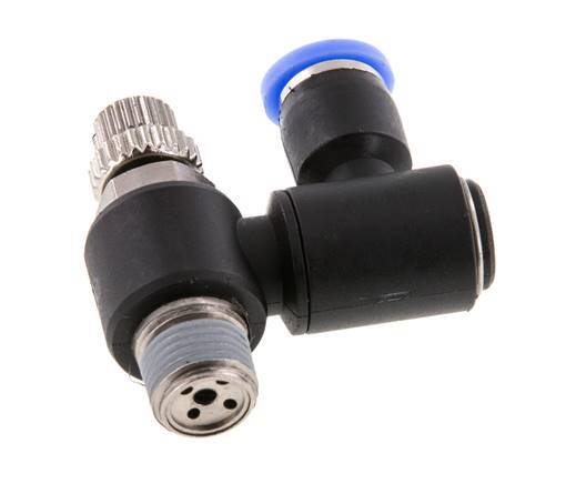 Silenciador de control de flujo Meter-Out Giratorio 4 mm - R1/8'' Latón/PA 66