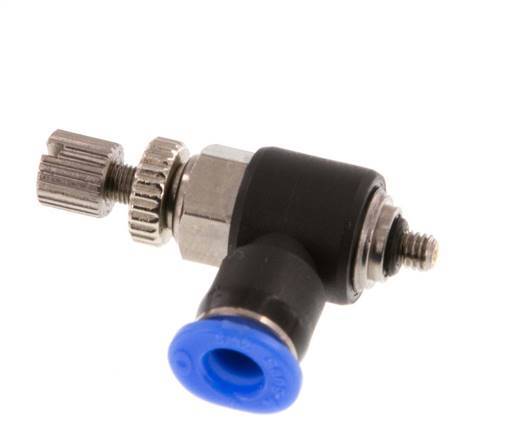 Codo de salida del silenciador de control de flujo 4 mm - M3 Latón/PBT