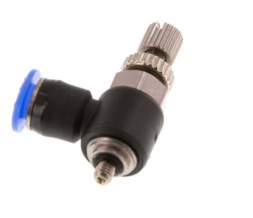 Codo de salida del silenciador de control de flujo 4 mm - M3 Latón/PBT