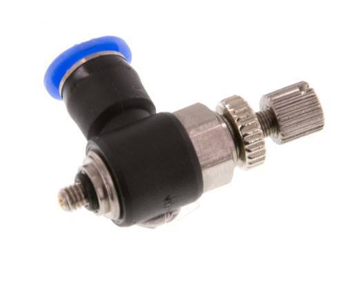 Codo de salida del silenciador de control de flujo 4 mm - M3 Latón/PBT