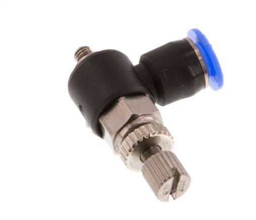 Codo de salida del silenciador de control de flujo 4 mm - M3 Latón/PBT