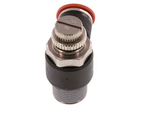Silenciador de control de flujo Codo de entrada del medidor 10 mm - R3/8'' Latón/PA 66