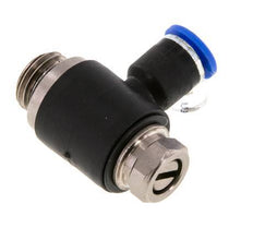 Codo de salida del silenciador de control de flujo 6 mm - G1/4'' Latón/PA 66 Tornillo ranurado