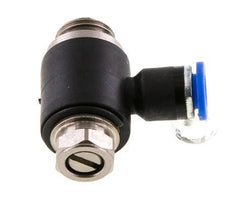 Codo de salida del silenciador de control de flujo 6 mm - G1/4'' Latón/PA 66 Tornillo ranurado