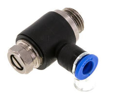 Codo de salida del silenciador de control de flujo 6 mm - G1/4'' Latón/PA 66 Tornillo ranurado