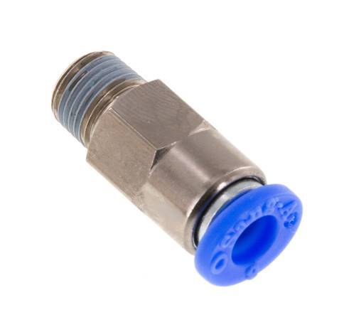 Racor rápido de 6 mm y R1/8'' macho con cierre automático de latón/PBT 0-10bar (0-145psi) [2 piezas]