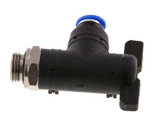 Válvula de bola de codo de 2 vías 6 mm - G1/4'' Plástico/Latón