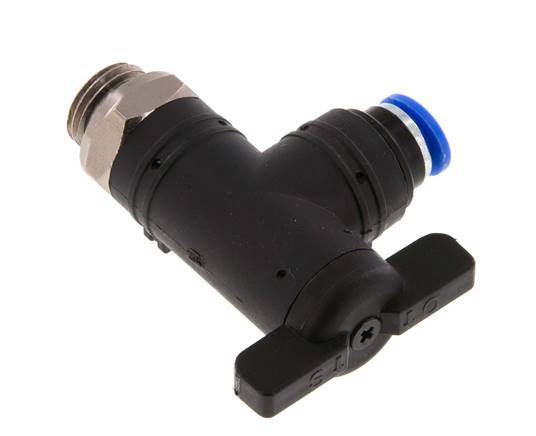 Válvula de bola de codo de 2 vías 6 mm - G1/4'' Plástico/Latón