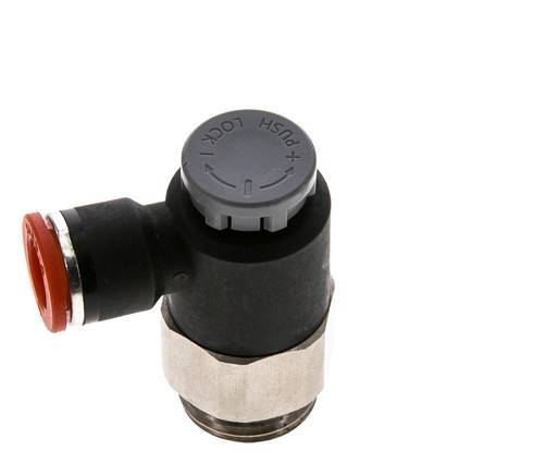 Válvula de control de flujo Codo de entrada al medidor 10 mm - G1/2'' Latón/PA 66 Tuerca de seguridad