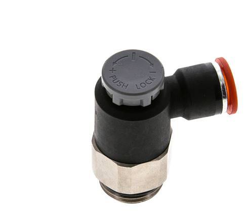 Válvula de control de flujo Codo de entrada al medidor 10 mm - G1/2'' Latón/PA 66 Tuerca de seguridad