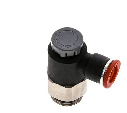 Válvula de control de flujo Codo de entrada al medidor 10 mm - G1/2'' Latón/PA 66 Tuerca de seguridad
