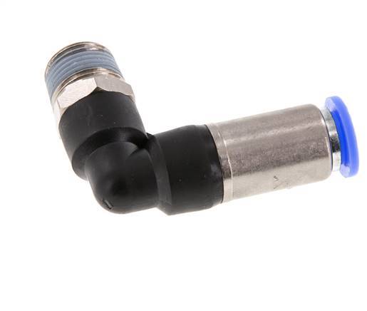 Racor rápido 10mm y R3/8'' Codo autoblocante macho Latón/PBT 0-10bar (0-145psi)