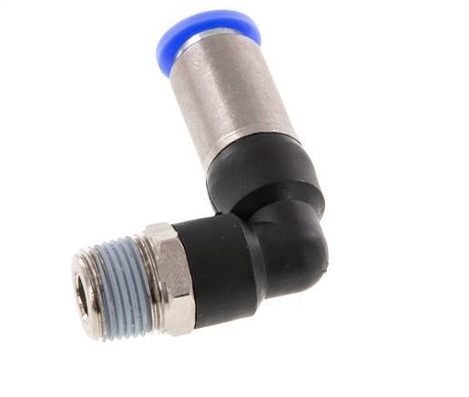 Racor rápido 10mm y R3/8'' Codo autoblocante macho Latón/PBT 0-10bar (0-145psi)