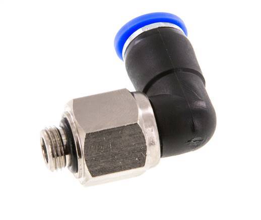 Codo de 8 mm y G1/8'' Junta giratoria con rosca macho latón niquelado/PBT NBR giratorio