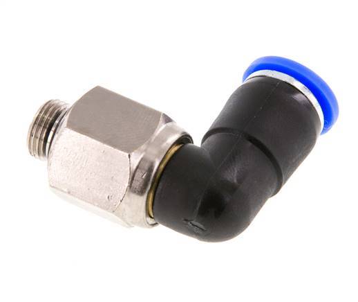 Codo de 8 mm y G1/8'' Junta giratoria con rosca macho latón niquelado/PBT NBR giratorio