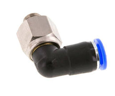Codo de 8 mm y G1/8'' Junta giratoria con rosca macho latón niquelado/PBT NBR giratorio