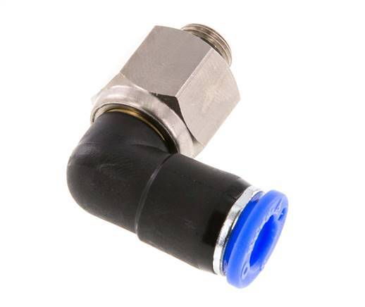 Codo de 8 mm y G1/8'' Junta giratoria con rosca macho latón niquelado/PBT NBR giratorio