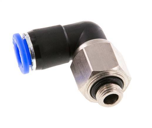 Codo de 8 mm y G1/8'' Junta giratoria con rosca macho latón niquelado/PBT NBR giratorio