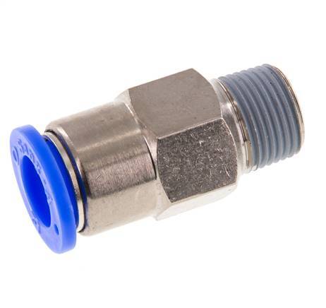 Racor rápido de 8 mm y R1/8'' macho con cierre automático de latón/PBT 0-10bar (0-145psi)