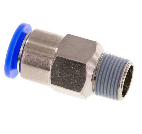 Racor rápido de 8 mm y R1/8'' macho con cierre automático de latón/PBT 0-10bar (0-145psi)