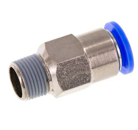 Racor rápido de 8 mm y R1/8'' macho con cierre automático de latón/PBT 0-10bar (0-145psi)