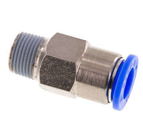 Racor rápido de 8 mm y R1/8'' macho con cierre automático de latón/PBT 0-10bar (0-145psi)