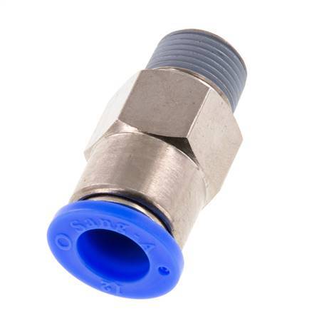 Racor rápido de 12 mm y R3/8'' macho autoblocante de latón/PBT 0-10bar (0-145psi)