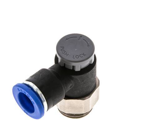Válvula reguladora de caudal Codo de salida de contador 10 mm - G3/8'' Latón/PA 66 Tuerca de seguridad