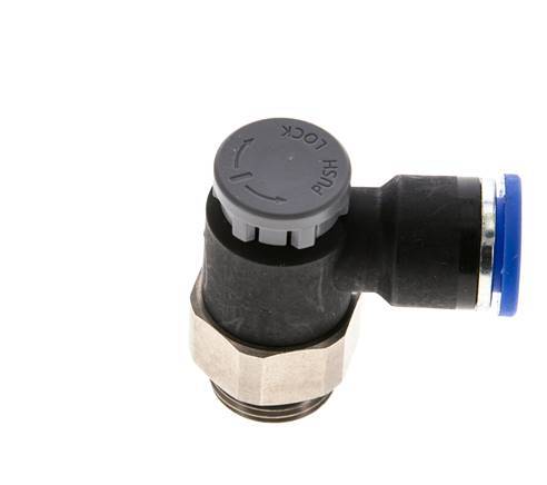 Válvula reguladora de caudal Codo de salida de contador 10 mm - G3/8'' Latón/PA 66 Tuerca de seguridad
