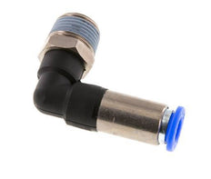 Racor rápido 8mm y R3/8'' Codo autoblocante macho Latón/PBT 0-10bar (0-145psi)