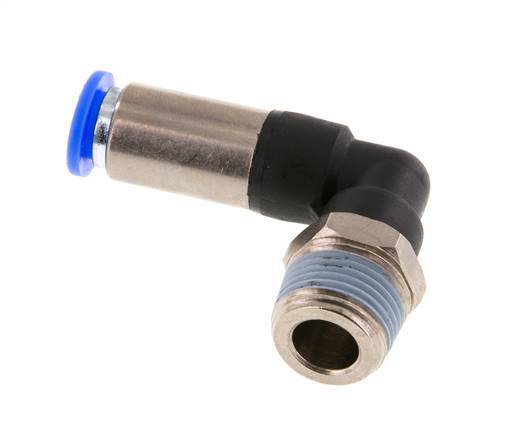 Racor rápido 8mm y R3/8'' Codo autoblocante macho Latón/PBT 0-10bar (0-145psi)