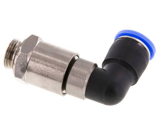 Codo de 12 mm y G3/8'' Junta giratoria rápida Rosca macho níquel-latón/PBT NBR Giratorio