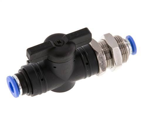 Válvula de bola recta de 2 vías 6 mm de plástico/latón