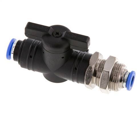 Válvula de bola recta de 2 vías 6 mm de plástico/latón