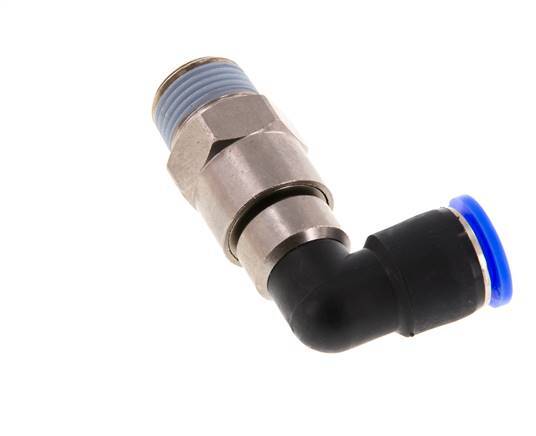 Codo de 12mm y R1/2'' Junta giratoria rápida Rosca macho Niquelada Latón/PBT NBR Giratorio
